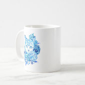Tasse bleue tirée par la main élégante de chat de (Devant gauche)