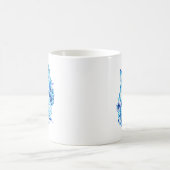Tasse bleue tirée par la main élégante de chat de (Centre)
