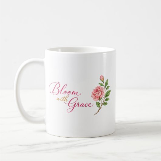 Tasse Bloom with Grace avec une rose" 🌸 (Gauche)