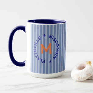 Tasse Blue Orange P-Vegas Platteville Wisconsin