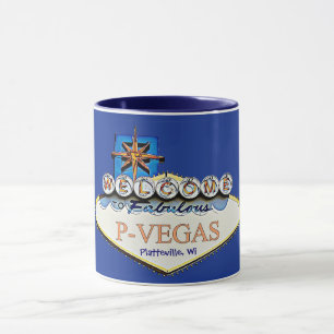 Tasse Blue Orange P-Vegas Platteville Wisconsin