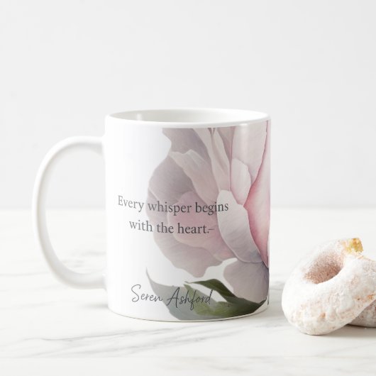 Tasse Blush bloom avec des mots chuchotés (Avec donut)