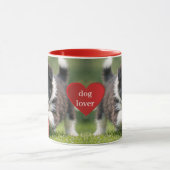 Tasse Border Collie chiot avec balle rouge café (Centre)