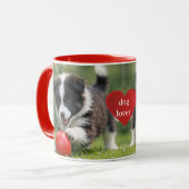 Tasse Border Collie chiot avec balle rouge café (Devant gauche)