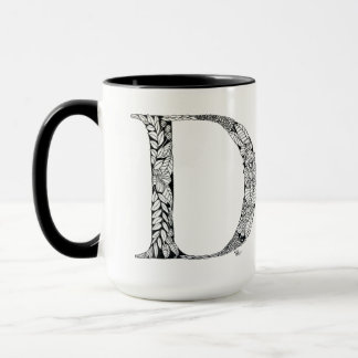 Tasse botanique de la lettre D, art par Elizabeth