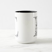 Tasse botanique de la lettre E, art par Elizabeth (Centre)