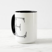 Tasse botanique de la lettre E, art par Elizabeth (Devant gauche)