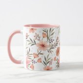 Tasse botanique fleurs rose pêche (Gauche)