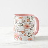 Tasse botanique fleurs rose pêche (Devant droit)