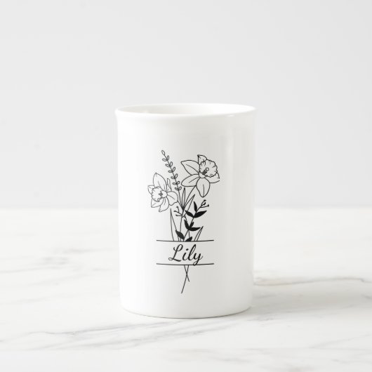 Tasse Bouquet Fleurs Jonquilles Porselein Kop (Voorkant)