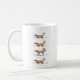 Tasse brune Dachshund volante