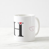 Tasse cadeau lettre H - Tasse initiale monogramme (Devant droit)