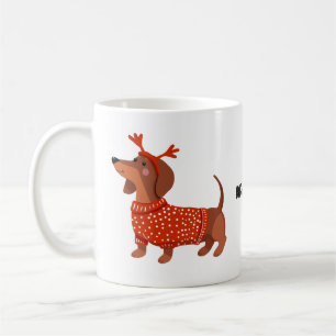 Tasse café amateur de chien saucisse teckel rouge 