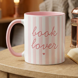 Tasse Café Amour Livre Rayé Rose