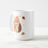 Tasse Café Aquarelle Hérisson Automne Mignon (Devant gauche)