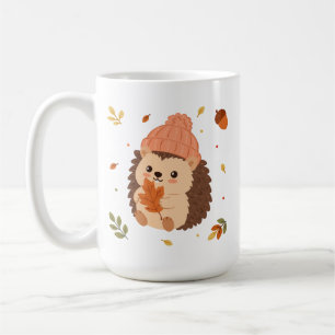 Tasse Café Aquarelle Hérisson Automne Mignon