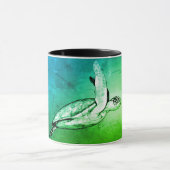 Tasse Café Deux Tons Tortue de Mer Originale Art (Centre)