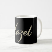 Tasse café écriture main or blanc Hazel (Devant droit)