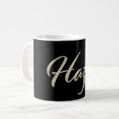 Tasse café écriture main or blanc Hazel (Devant gauche)