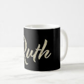 Tasse café écriture or blanc Ruth (Devant droit)