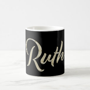Tasse café écriture or blanc Ruth