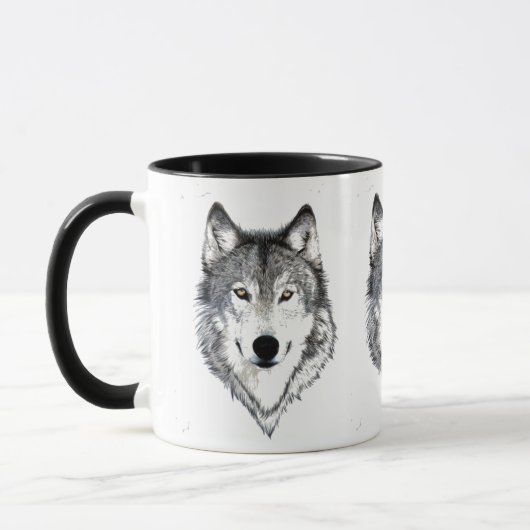 Tasse café noir/blanc de loup (Gauche)