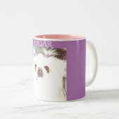 Tasse café Pekingese en violet et rose. (Devant droit)