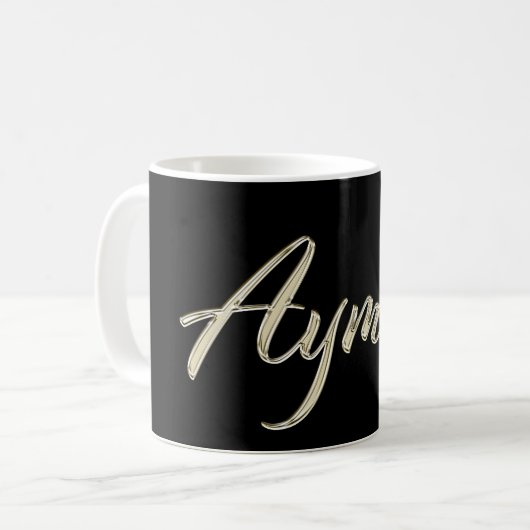 Tasse café tasse thé Ayman nom blanc or (Devant gauche)