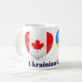 Tasse canadienne ukrainienne de coeur de drapeau (Devant gauche)