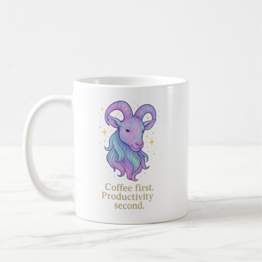 Tasse Capricorne – Café d'abord, Productivité ensu (Gauche)