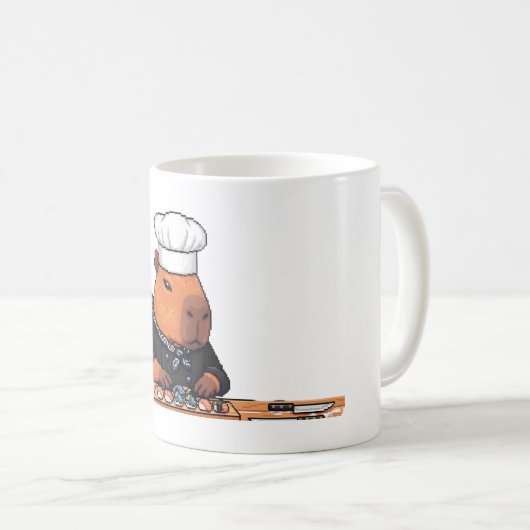 Tasse Capybara Chef Pixel Art (Devant droit)