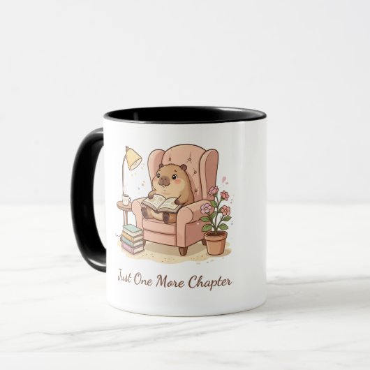 Tasse Capybara Mignon en Train de Lire – Juste Un (Devant gauche)
