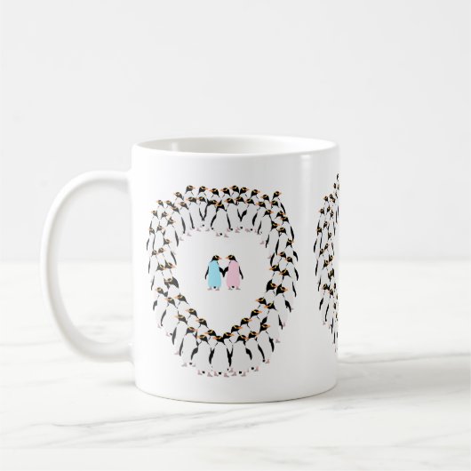 Tasse cardiaque Pastel Penguins (Gauche)