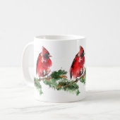 Tasse cardinale rouge d'aquarelle "de coeur (Devant gauche)