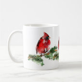 Tasse cardinale rouge d'aquarelle "de coeur (Gauche)