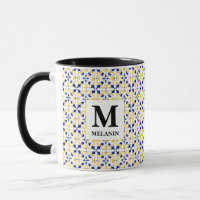 Tasse carrée en mosaïque à motif aquarelle bohème 