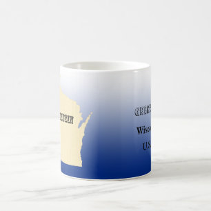 Tasse - Carte de l'État du Wisconsin avec ville