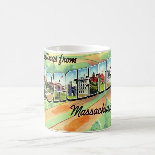 Tasse carte postale rétro Worcester Ma (Centre)