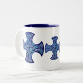 Tasse celtique bleue de noeud (Devant gauche)