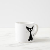 Tasse chanceuse drôle de café express de chat noir (Devant droit)
