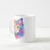 Tasse Chat Arc-en-ciel Aquarelle – Édition Faune (Devant gauche)