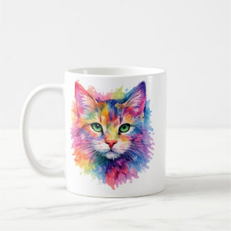 Tasse Chat Arc-en-ciel Aquarelle – Édition Faune