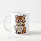 Tasse Chat Café ☕🐱 – Joli Chat avec Design Café (Gauche)