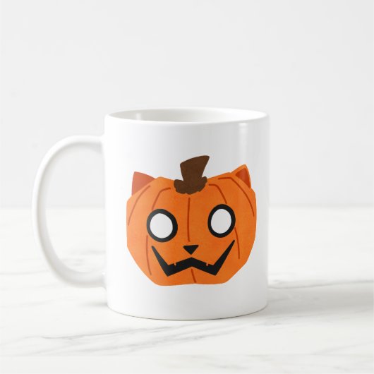 Tasse Chat Citrouille Jack-O-Lantern Halloween (Gauche)
