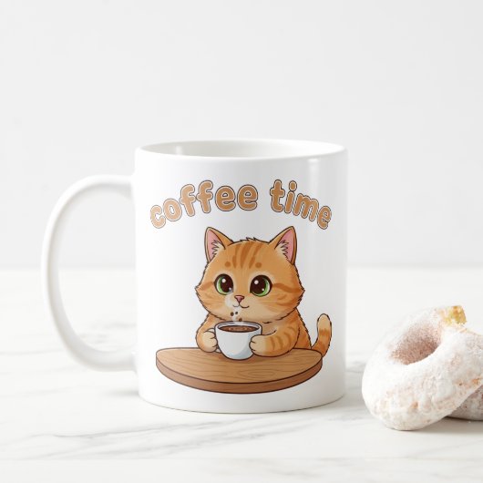 Tasse Chat de l'Heure du Café | Cadeau pour les Am (Avec donut)