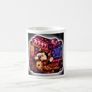 Tasse Chat de Nuit de Karaoke Art de Nuit Néon J