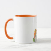 Tasse Chat Floral Monogramme Orange Vert Mignonne (Gauche)