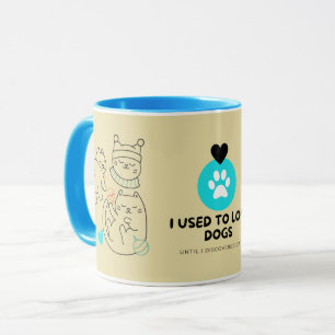 Tasse chat marron olive et bleu moderne