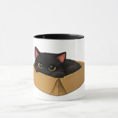 Tasse Chat Noir dans une Boîte (Centre)