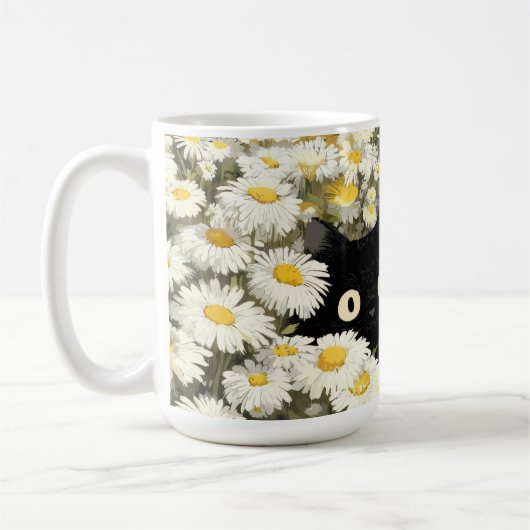 Tasse Chat Noir Floral (Gauche)